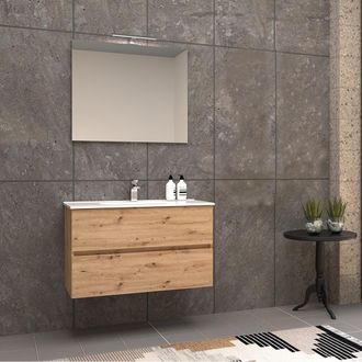 OEM Mobile Da Bagno Rovere Nodato 90 Cm Sospeso Roxy Senza Specchio E Senza Colonna
