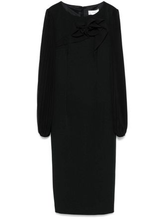 Nissa floral-appliqu&eacute; midi dress - women - Spandex/Elastane/Polyester/Polyester/Lycra - 36 - Black