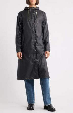 Ilse Jacobsen Hooded Longline Coated Raincoat in Black Beauty at Nordstrom Rack, Size 16 Us / 46 Fr