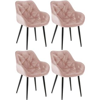 Clp Clp - Set De 4 Sillas Tanna De Sal&oacute;n En Terciopelo Rosado