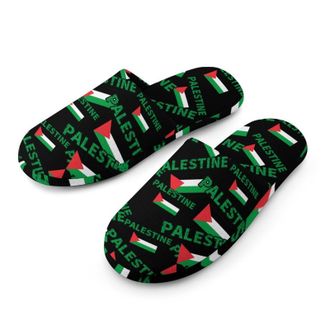 Generic Palestine Flag Mens Cozy Memory Foam Slippers Warm Cotton House Shoes Comfy Slipper for Indoor Outdoor