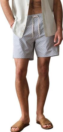 Marine Layer 6-Inch Lined Sport & Swim Shorts in Light Blue Agave Print at Nordstrom, Size Xx-Large