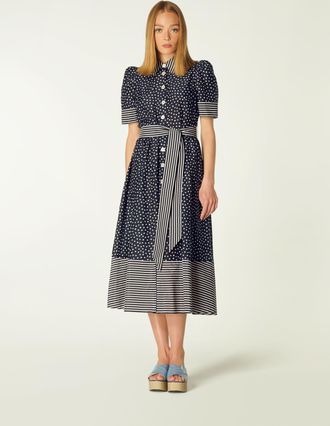 L.k. Bennett Womens Smith Dress, Navy/Cream - Size 18 UK