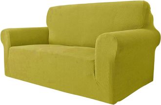 OEM Funda El&aacute;stica Para Sof&aacute; De 3 Plazas, Fabricada En Tejido Rpet Verde Reciclado, Con Cojines De Espuma, Para Sal&oacute;n