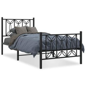 Berkfield Home Metal Bed Frame without Mattress with Footboard Black 90x200cm | Size: 90x200 cm