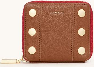 Hammitt Hammitt 5 North Mahogany Pebble Brushed Gold Red Zip
