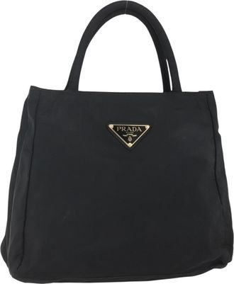 Prada Vintage Handbag Tessuto Black Nylon Handbag (Pre-Owned)