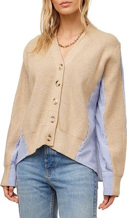 Fifteen Twenty Celine Mixed Media Cardigan in Oatmeal at Nordstrom, Size Large