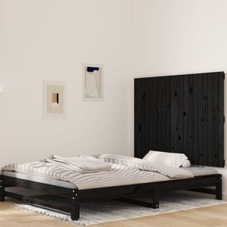vidaXL Cabecero De Cama De Pared Madera Maciza Pino Negro 127,5x3x90cm Vidaxl
