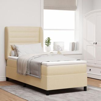 vidaXL Box Spring Bed with Mattress Cream 90 x 190 cm Fabric vidaXL
