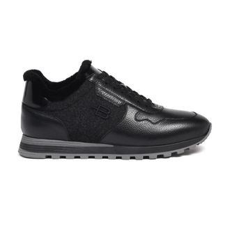 Baldinini Sneaker van Gekreukt Leer en Stof - Heren - Schoenen - Zwart - Maat: 39 EU Leer