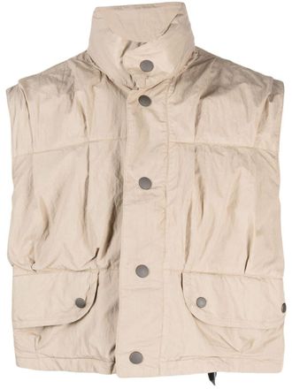 Our Legacy cropped poplin-texture gilet - unisex - Cotton/Polyamide/Cotton/Linen/Flax - L - Neutrals