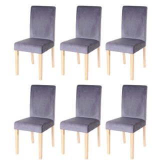 Hhg [nunca Usado] Lote De 6 Sillas De Comedor Silla De Cocina Littau, Terciopelo, Gris, Patas Claras