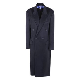 Junya Watanabe Lange double-breasted jas van puur kasjmier - Heren - Mantels - Blauw - Maat: XL Kasjmier