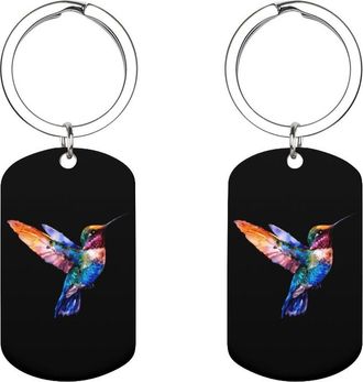 Generic Hummingbird Watercolor Cute Keychain Metal Key Ring Keychains Bag Purse Pendant Charms for Women Men