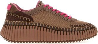 Chlo&eacute; Brown Textured Nama Sneakers