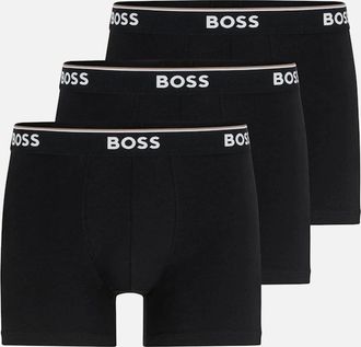 HUGO BOSS Mens BOSS Orange Power Three Pack Mens Stretch Cotton Boxer Briefs With Logos NOS - Black 001 - Size: 35/34/32