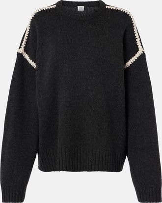 Toteme Embroidered wool, cashmere, and cotton sweater
