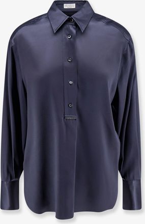 Brunello Cucinelli Camicia in seta con dettaglio Monile - BRUNELLO CUCINELLI - gender_Woman