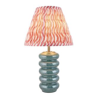 Netlighting Squash Ocean Spray Glaze Table Lamp Pink Fabric Ripple Shade 25cm B22