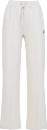 Moncler Wide Leg Katoenen Joggingbroek - Dames - Sweatpants - Wit - S - Katoen - Broeken