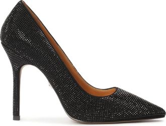 Kazar Zwarte stiletto pumps versierd met kristallen - Dames - Pumps - Zwart - 36 EU - Leer - Schoenen