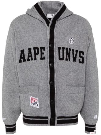 Aape By A Bathing Ape intarsia-knit logo cardigan - Grey