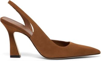 Stuart Weitzman Vinnie 85 Dorsay Slingback - Dames - Pumps - Bruin - 39 EU - Leer - Schoenen