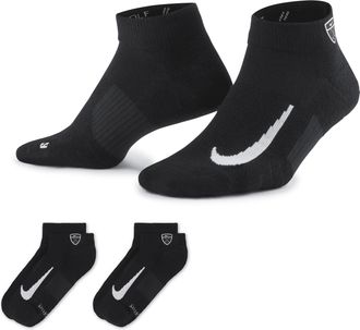 Nike Unisex Multiplier Low Golf Quarter Socks (2 Pairs) in Black | CV2617-010