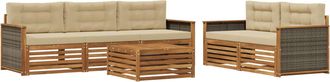 vidaXL Conjunto De Sof&aacute;s De Exterior 6 Uds. Natural Y Beige Vidaxl