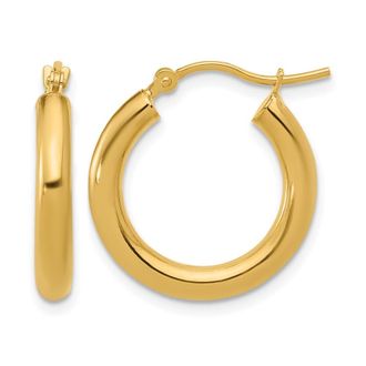 Diamond2Deal 10K Yellow Gold Round Shape Hinged Hoop Earrings