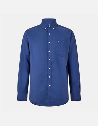 Farah Mens Boxworth Regular Fit Long Sleeve Shirt - Blue - Size: Regular/40