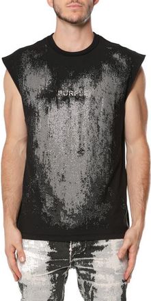 Purple Texture Jersey Sleeveless T-Shirt in Black at Nordstrom, Size Xx-Large