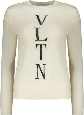 Valentino WomenS Cream Wool Crewneck Sweater, Size 40