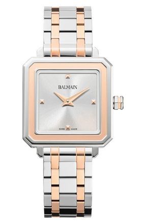 Balmain Eirini Square Two-Tone Bracelet Watch, 26mm in Two Tone Steel Rose at Nordstrom