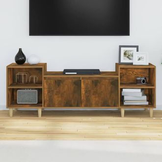Berkfield Home TV Cabinet Smoked Oak 160x35x55 cm Engineered Wood in Brown | Size: 160 x 35 x 55 cm