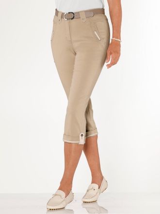 Casual Looks Caprijeans CASUAL LOOKS, Damen, Gr. 36, Normalgr&ouml;ssen, beige, 98% Baumwolle, 2% Elasthan, unifarben, 3/4-L&auml;nge, Jeans Caprijeans