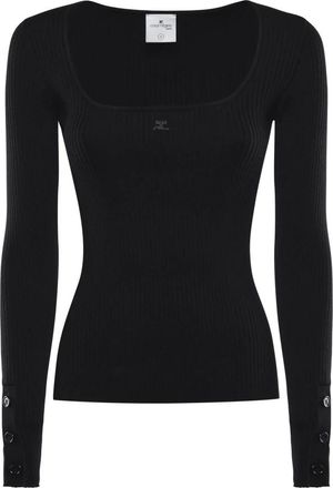 Courr&egrave;ges Rondgebreide trui - Dames - Ronde hals truien - Zwart - M - Truien & Vesten