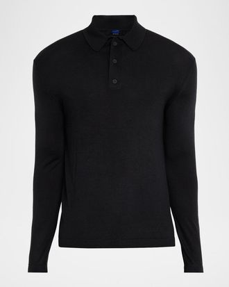 Kiton Mens Wool and Silk Long-Sleeve Polo Shirt