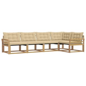 vidaXL Conjunto De Sof&aacute;s De Exterior Con Coj&iacute;n 5 Pcs Y Beige Vidaxl