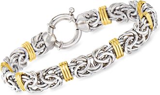 Ross-Simons Byzantine Bracelet in Sterling Silver and 14kt Yellow Gold