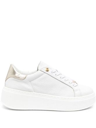 Twin-Set contrasting-heel leather trainers - White