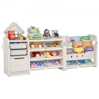 OEM Organizador De Juguetes Para Ni&ntilde;os Con Estanter&iacute;a 4 Niveles Con 10 Compartimentos De Pl&aacute;stico Extra&iacute;bles Ideal Para Sala De Estudio, Dormitorio, Sala 