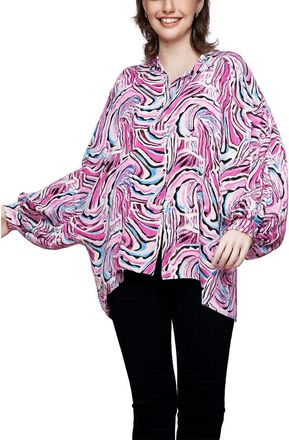 Why Dress Abstract Print Button-Down Blouse