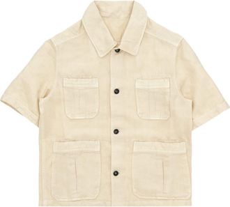 Fortela Safari Short Sleeve Shirt in Milk at Nordstrom, Size 44 Eu