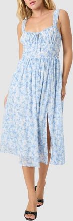 All in Favor Floral Print Sleeveless Midi Dress in Cream Blue Floral at Nordstrom, Size X-Small