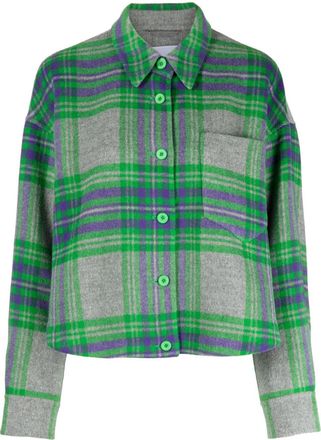 JNBY plaid-pattern button-up jacket - women - Wool/Polyamide/Viscose - M - Grey