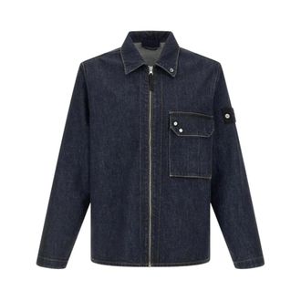 Stone Island Cotton Denim Overshirt - Heren - Spijkerjassen - Blauw - S - Denim - Jassen