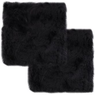 vidaXL Cojines De Sillas 2 Uds Piel De Oveja Real Gris Oscuro 40x40 Cm Vidaxl