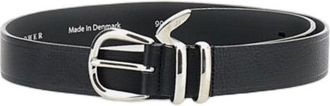 Sunflower Black Leather Belt with Silver-Tone Buckle